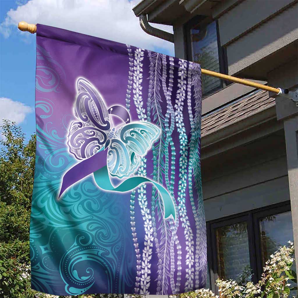 Suicide Prevention Awareness Garden Flag Maile Pikake Lokelani Crown Flower Lei Inspired LT9 - Polynesian Pride