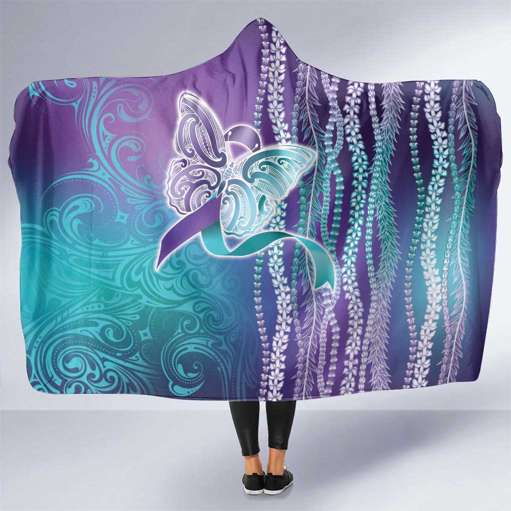 Suicide Prevention Awareness Hooded Blanket Maile Pikake Lokelani Crown Flower Lei Inspired LT9 One Size Multicolor - Polynesian Pride