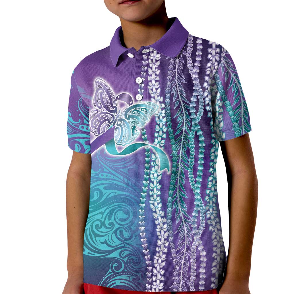 Suicide Prevention Awareness Kid Polo Shirt Maile Pikake Lokelani Crown Flower Lei Inspired LT9 Kid Multicolor - Polynesian Pride