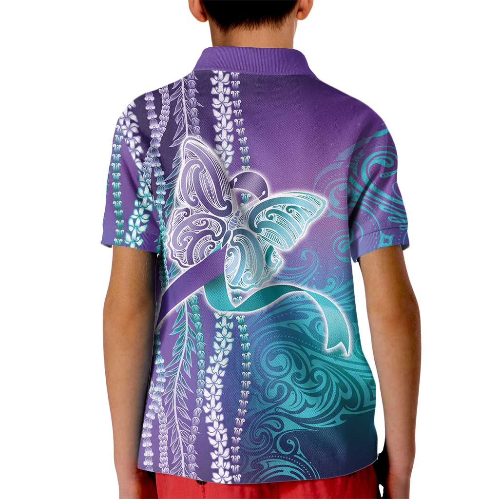 Suicide Prevention Awareness Kid Polo Shirt Maile Pikake Lokelani Crown Flower Lei Inspired LT9 - Polynesian Pride