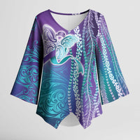 Suicide Prevention Awareness Kimono Sleeve Blouse Maile Pikake Lokelani Crown Flower Lei Inspired LT9 Female Multicolor - Polynesian Pride