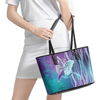 Suicide Prevention Awareness Leather Tote Bag Maile Pikake Lokelani Crown Flower Lei Inspired LT9 - Polynesian Pride
