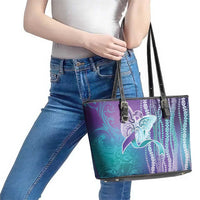 Suicide Prevention Awareness Leather Tote Bag Maile Pikake Lokelani Crown Flower Lei Inspired LT9 - Polynesian Pride