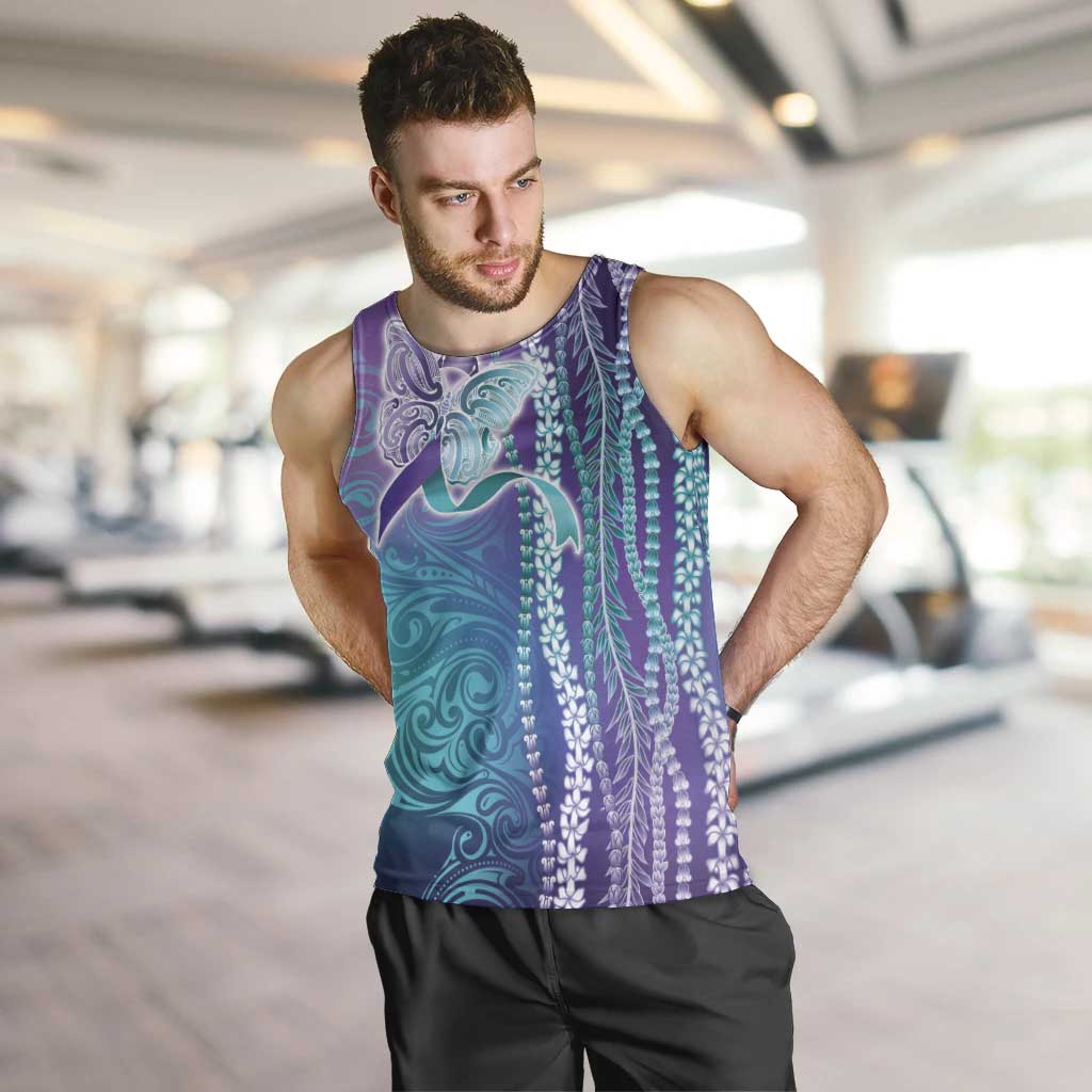 Suicide Prevention Awareness Men Tank Top Maile Pikake Lokelani Crown Flower Lei Inspired LT9 Multicolor - Polynesian Pride