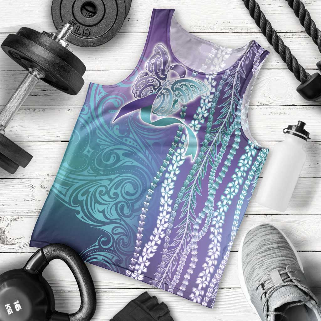 Suicide Prevention Awareness Men Tank Top Maile Pikake Lokelani Crown Flower Lei Inspired LT9 - Polynesian Pride