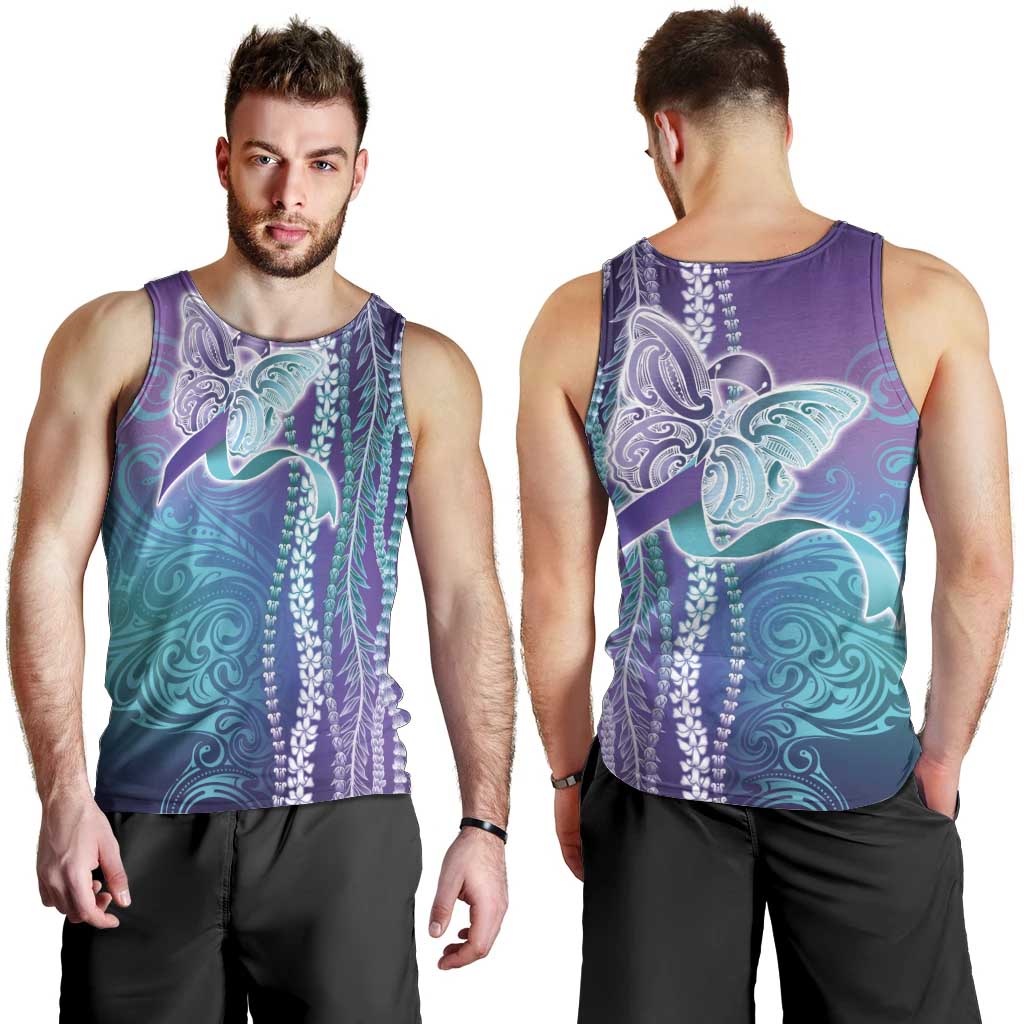 Suicide Prevention Awareness Men Tank Top Maile Pikake Lokelani Crown Flower Lei Inspired LT9 - Polynesian Pride