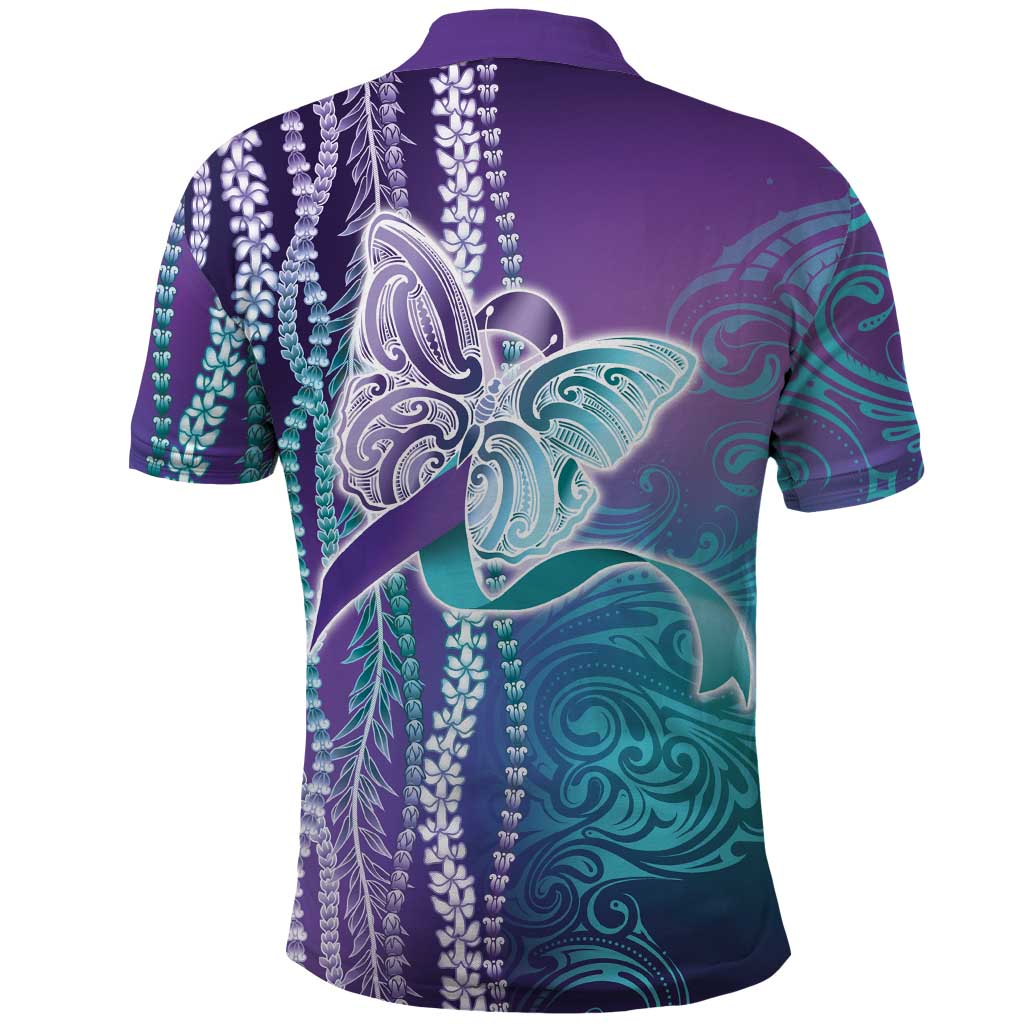 Suicide Prevention Awareness Polo Shirt Maile Pikake Lokelani Crown Flower Lei Inspired LT9 - Polynesian Pride