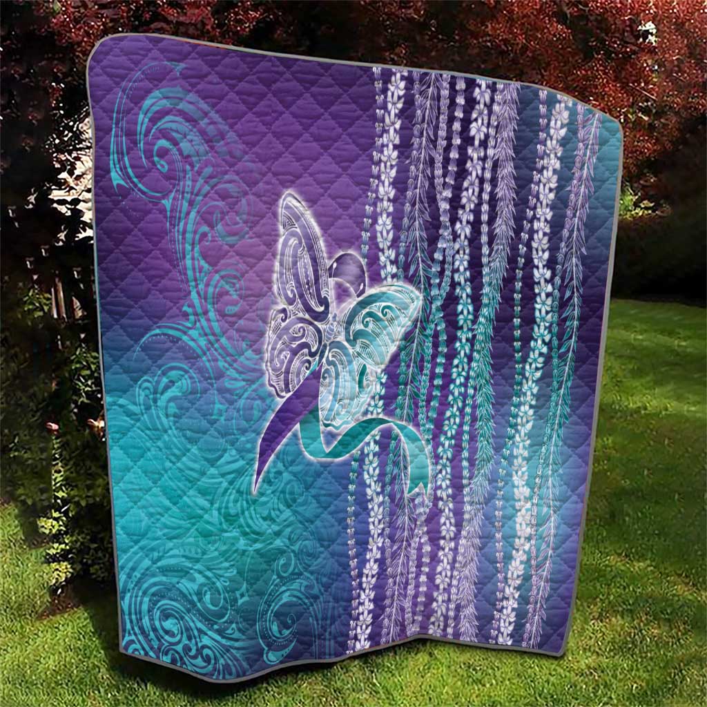 Suicide Prevention Awareness Quilt Maile Pikake Lokelani Crown Flower Lei Inspired LT9 - Polynesian Pride