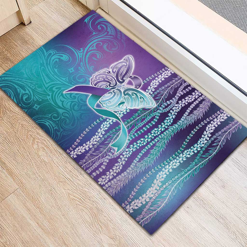 Suicide Prevention Awareness Rubber Doormat Maile Pikake Lokelani Crown Flower Lei Inspired LT9 - Polynesian Pride