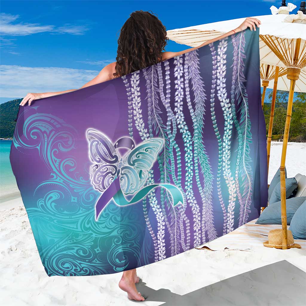 Suicide Prevention Awareness Sarong Maile Pikake Lokelani Crown Flower Lei Inspired