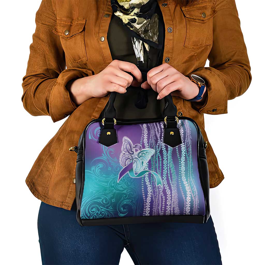 Suicide Prevention Awareness Shoulder Handbag Maile Pikake Lokelani Crown Flower Lei Inspired