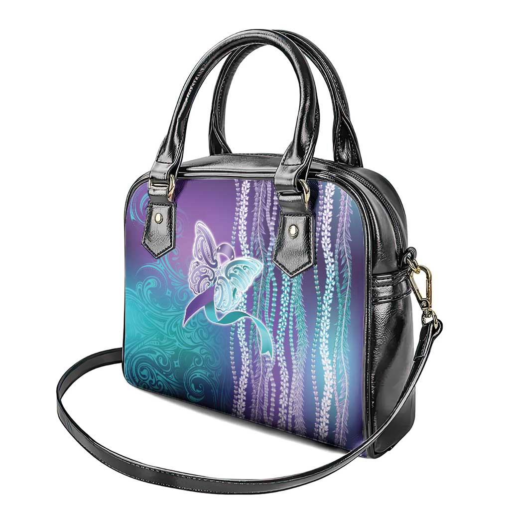 Suicide Prevention Awareness Shoulder Handbag Maile Pikake Lokelani Crown Flower Lei Inspired