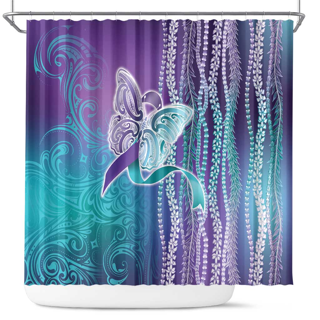 Suicide Prevention Awareness Shower Curtain Maile Pikake Lokelani Crown Flower Lei Inspired LT9 Multicolor - Polynesian Pride