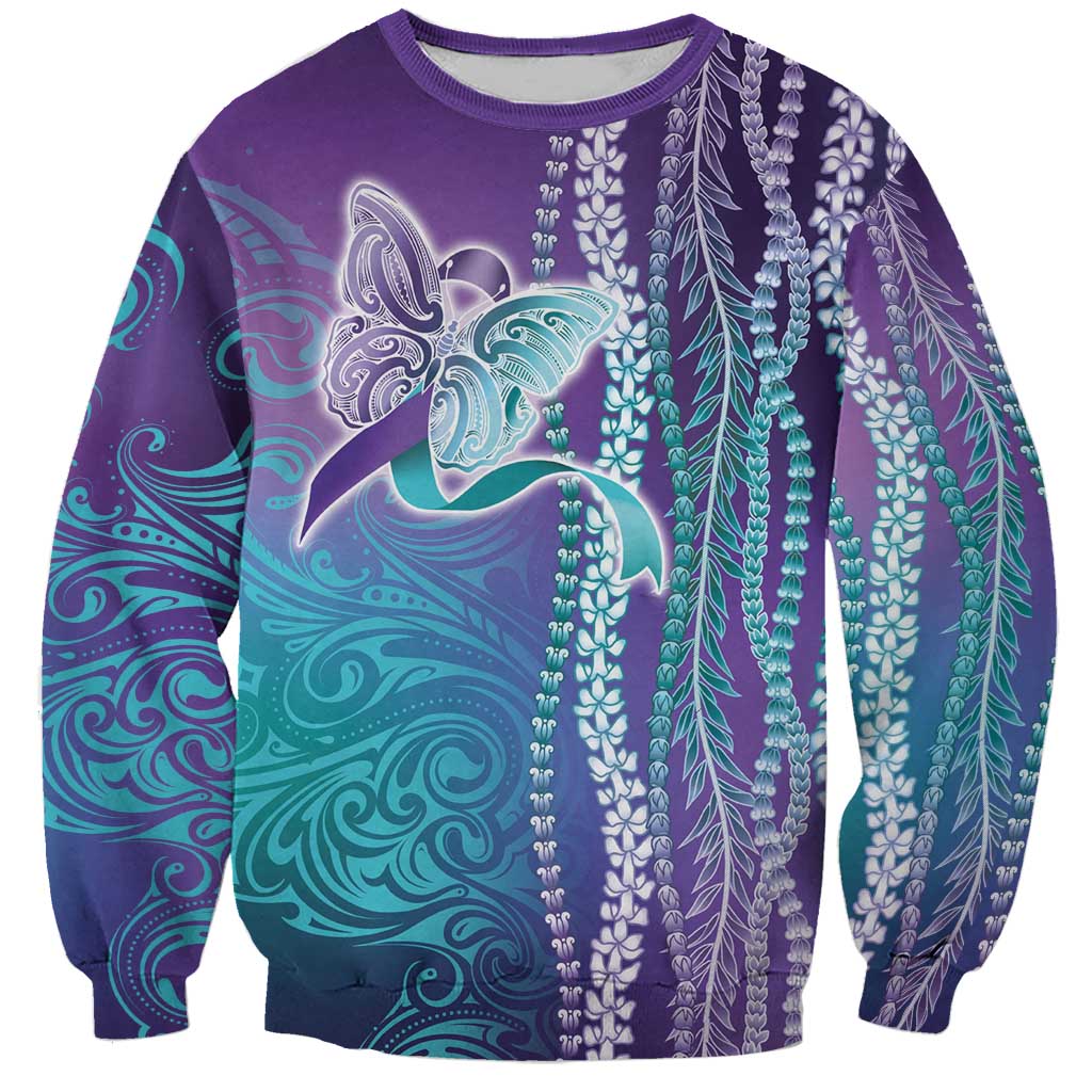 Suicide Prevention Awareness Sweatshirt Maile Pikake Lokelani Crown Flower Lei Inspired LT9 Unisex Multicolor - Polynesian Pride