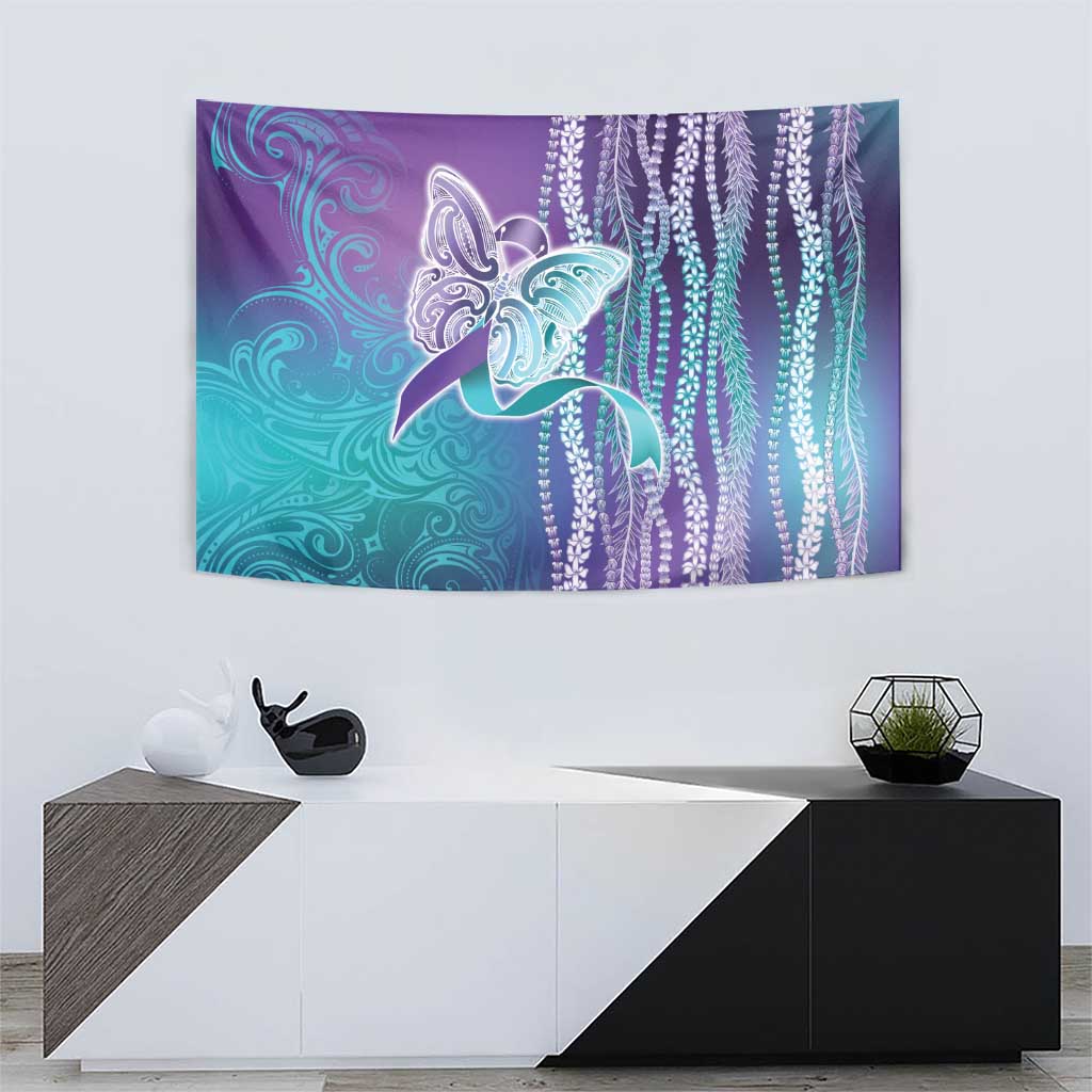 Suicide Prevention Awareness Tapestry Maile Pikake Lokelani Crown Flower Lei Inspired