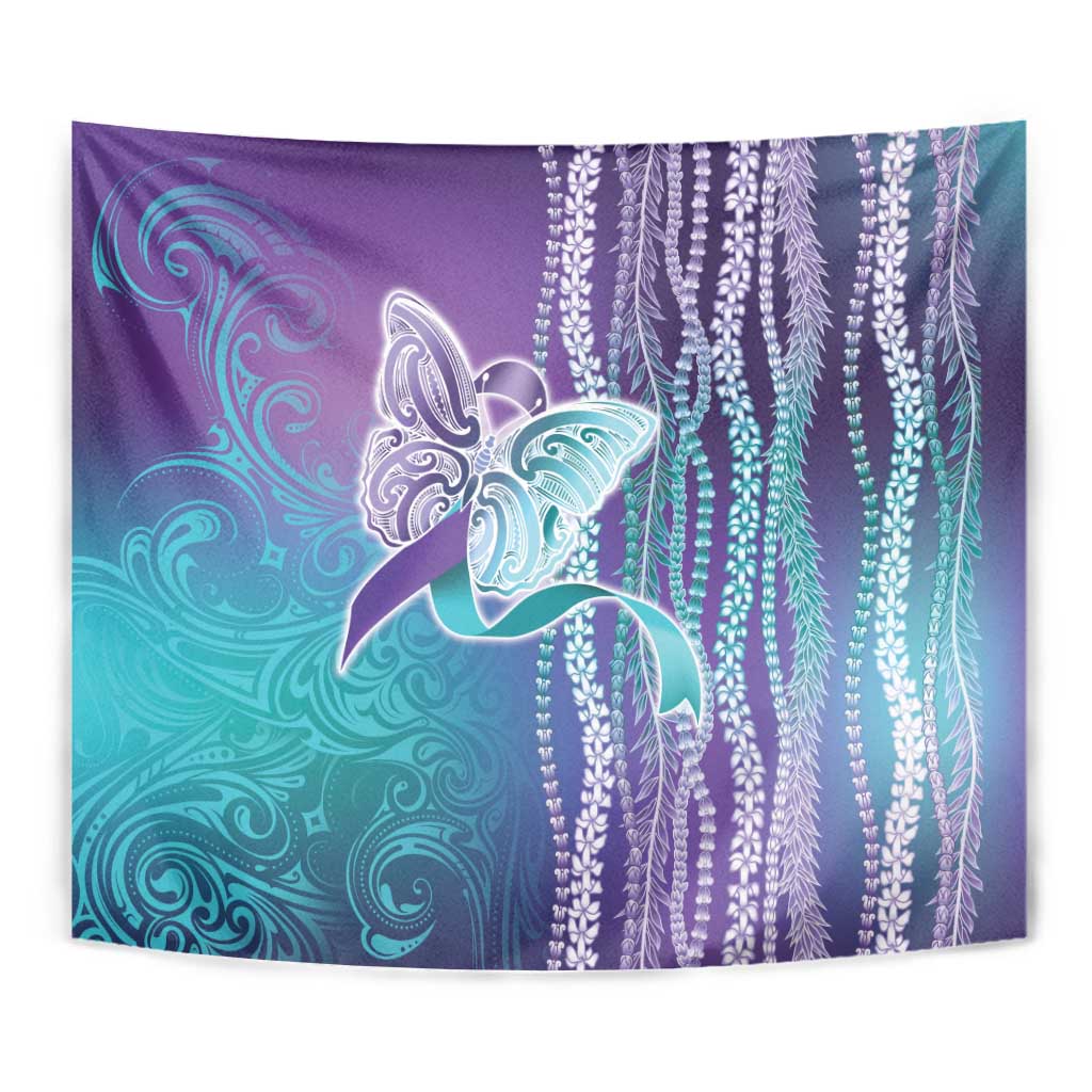 Suicide Prevention Awareness Tapestry Maile Pikake Lokelani Crown Flower Lei Inspired