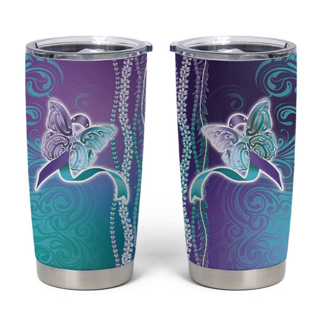 Suicide Prevention Awareness Tumbler Cup Maile Pikake Lokelani Crown Flower Lei Inspired LT9 Multicolor - Polynesian Pride