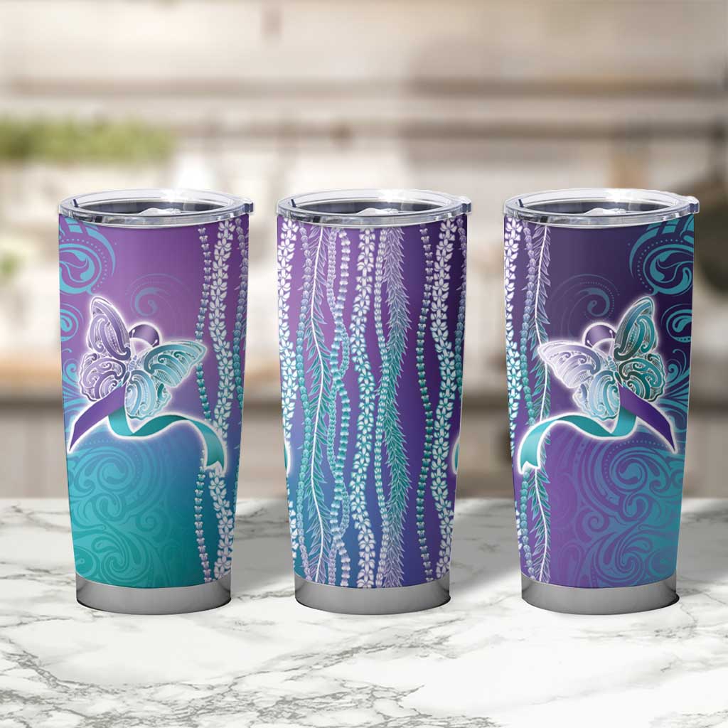 Suicide Prevention Awareness Tumbler Cup Maile Pikake Lokelani Crown Flower Lei Inspired LT9 - Polynesian Pride
