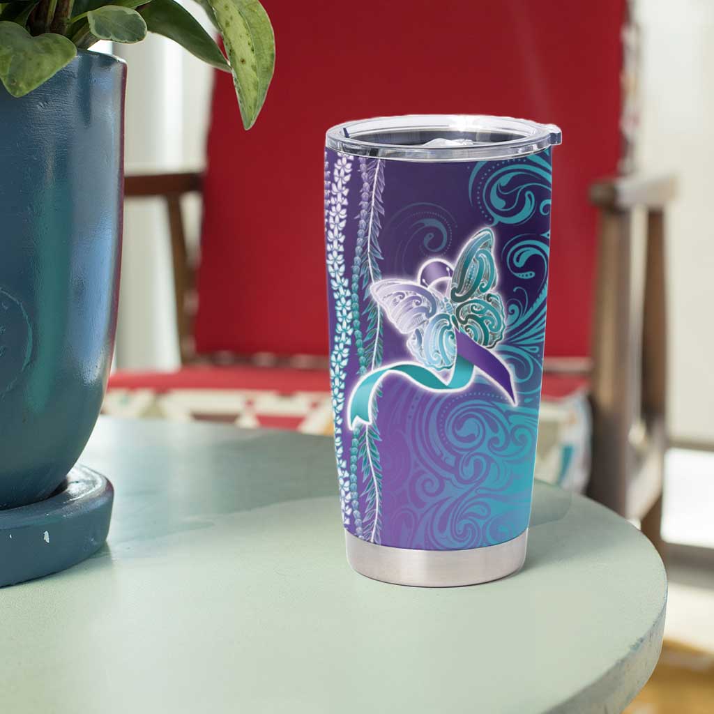Suicide Prevention Awareness Tumbler Cup Maile Pikake Lokelani Crown Flower Lei Inspired LT9 - Polynesian Pride