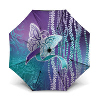 Suicide Prevention Awareness Umbrella Maile Pikake Lokelani Crown Flower Lei Inspired LT9 One Size Folded 11.42 inch Opened Diameter 37.4 inch Multicolor - Polynesian Pride