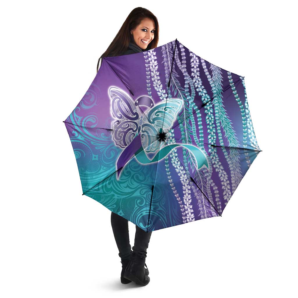 Suicide Prevention Awareness Umbrella Maile Pikake Lokelani Crown Flower Lei Inspired LT9 - Polynesian Pride