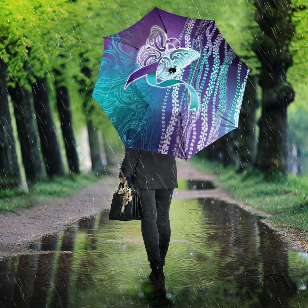 Suicide Prevention Awareness Umbrella Maile Pikake Lokelani Crown Flower Lei Inspired LT9 - Polynesian Pride