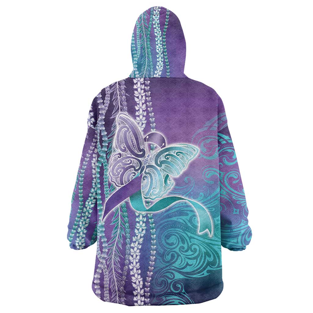 Suicide Prevention Awareness Wearable Blanket Hoodie Maile Pikake Lokelani Crown Flower Lei Inspired