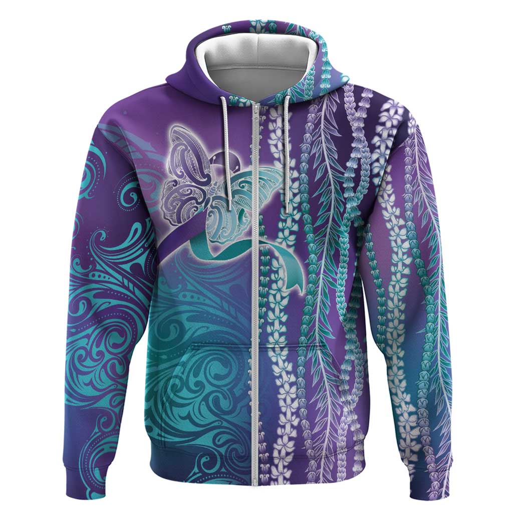 Suicide Prevention Awareness Zip Hoodie Maile Pikake Lokelani Crown Flower Lei Inspired LT9 Zip Hoodie Multicolor - Polynesian Pride