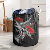 Hawaiian Honu Personalized Laundry Basket Black Tribal Hook Pattern LT9 Black - Polynesian Pride