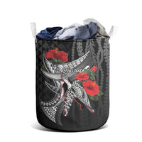 Hawaiian Honu Personalized Laundry Basket Black Tribal Hook Pattern LT9 - Polynesian Pride