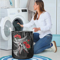 Hawaiian Honu Personalized Laundry Basket Black Tribal Hook Pattern LT9 - Polynesian Pride