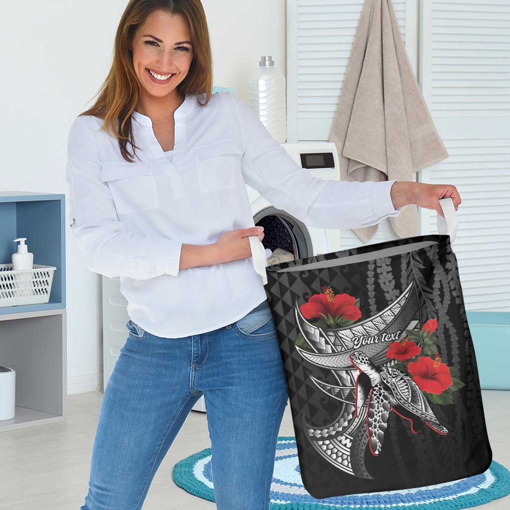 Hawaiian Honu Personalized Laundry Basket Black Tribal Hook Pattern LT9 - Polynesian Pride