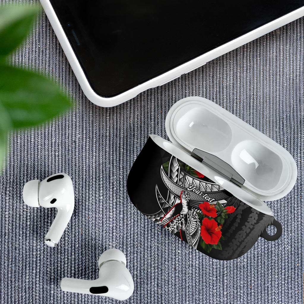 Hawaiian Honu Personalized AirPods Case Black Tribal Hook Pattern LT9 - Polynesian Pride