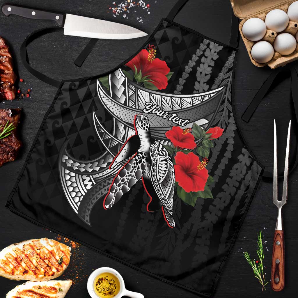 Hawaiian Honu Personalized Apron Black Tribal Hook Pattern LT9 Black - Polynesian Pride