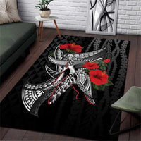 Hawaiian Honu Personalized Area Rug Black Tribal Hook Pattern