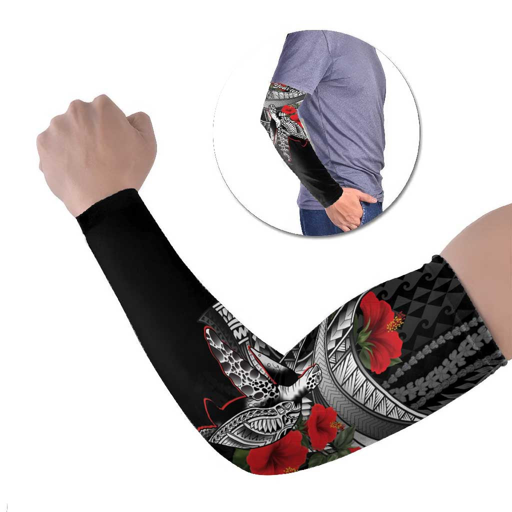 Hawaiian Honu Personalized Arm Sleeves Black Tribal Hook Pattern LT9 Set of 2 Black - Polynesian Pride