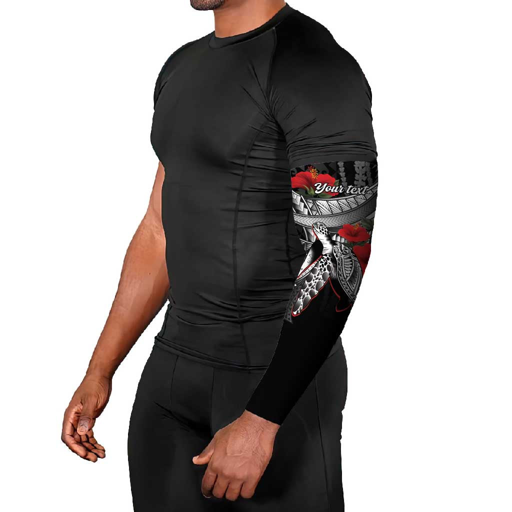 Hawaiian Honu Personalized Arm Sleeves Black Tribal Hook Pattern LT9 - Polynesian Pride