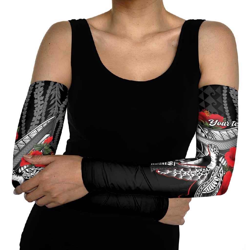 Hawaiian Honu Personalized Arm Sleeves Black Tribal Hook Pattern LT9 - Polynesian Pride