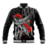 Hawaiian Honu Personalized Baseball Jacket Black Tribal Hook Pattern LT9 Unisex Black - Polynesian Pride