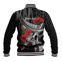 Hawaiian Honu Personalized Baseball Jacket Black Tribal Hook Pattern LT9 - Polynesian Pride