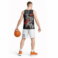Hawaiian Honu Personalized Basketball Jersey Black Tribal Hook Pattern LT9 - Polynesian Pride