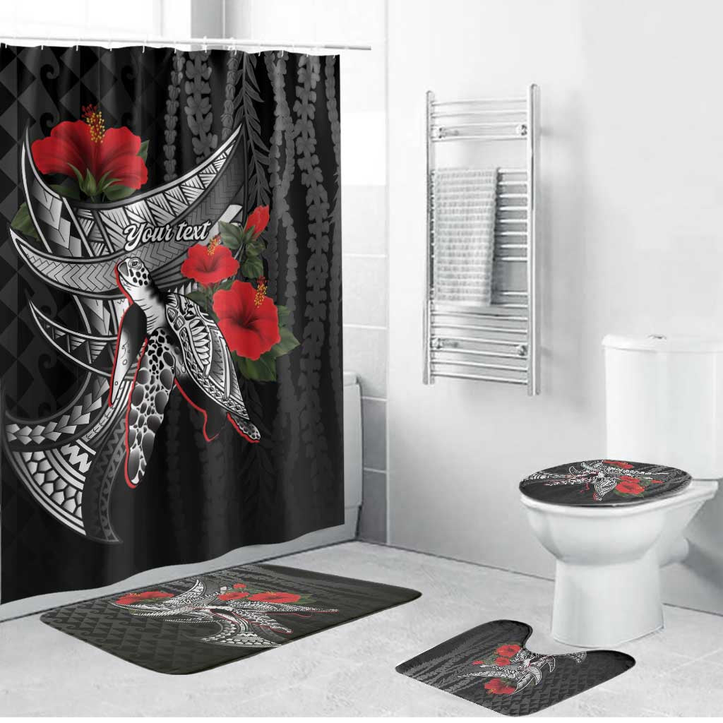 Hawaiian Honu Personalized Bathroom Set Black Tribal Hook Pattern LT9 Bathroom Set (4 pcs) Black - Polynesian Pride