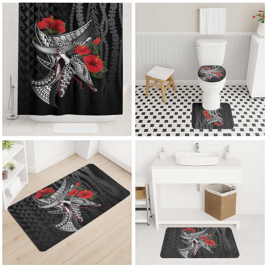 Hawaiian Honu Personalized Bathroom Set Black Tribal Hook Pattern LT9 - Polynesian Pride