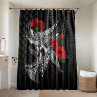 Hawaiian Honu Personalized Bathroom Set Black Tribal Hook Pattern LT9 Shower Curtain Only Black - Polynesian Pride