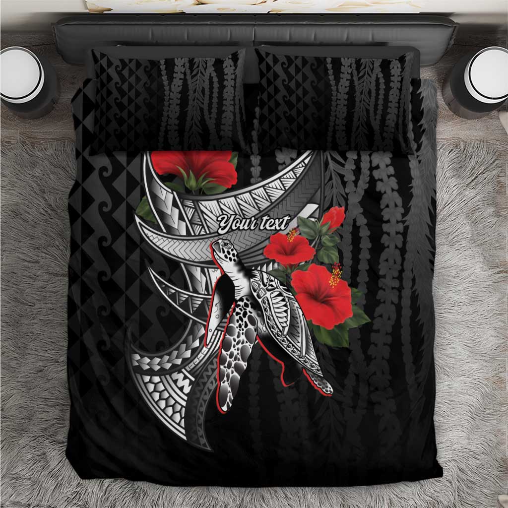 Hawaiian Honu Personalized Bedding Set Black Tribal Hook Pattern LT9 Black - Polynesian Pride