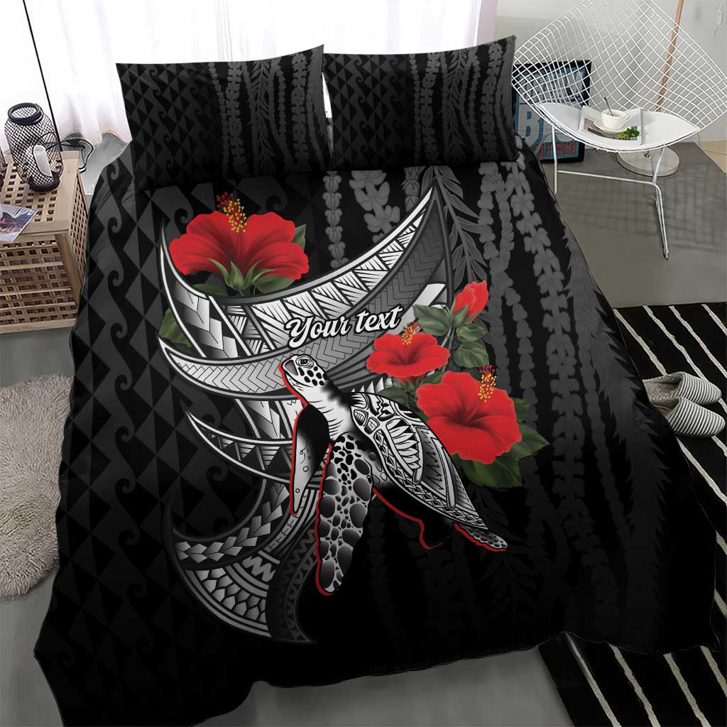 Hawaiian Honu Personalized Bedding Set Black Tribal Hook Pattern LT9 - Polynesian Pride