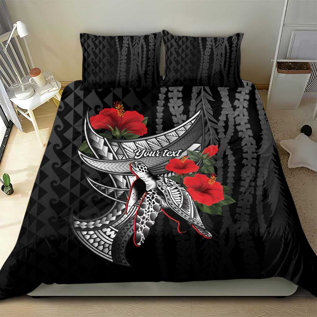 Hawaiian Honu Personalized Bedding Set Black Tribal Hook Pattern LT9 - Polynesian Pride