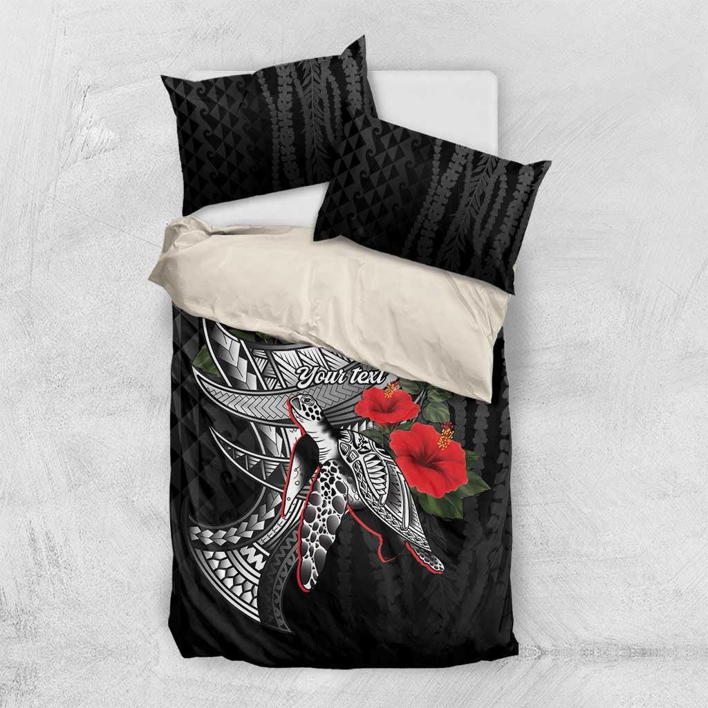 Hawaiian Honu Personalized Bedding Set Black Tribal Hook Pattern LT9 US Twin 172cm x 218cm Black - Polynesian Pride