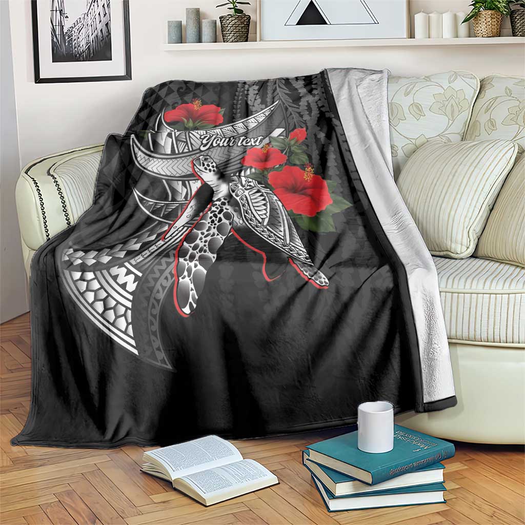 Hawaiian Honu Personalized Blanket Black Tribal Hook Pattern LT9 Black - Polynesian Pride