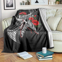 Hawaiian Honu Personalized Blanket Black Tribal Hook Pattern LT9 Black - Polynesian Pride